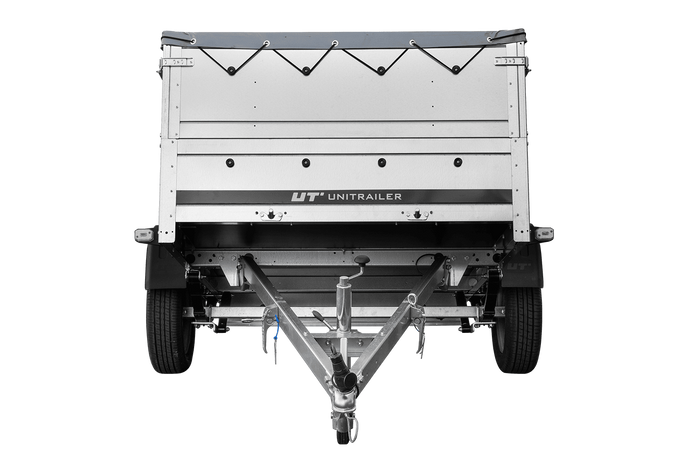 Leichtanhänger auf Blattfedern 200×125 UNITRAILER GARDEN 201/R KIPP mit BIS-Seiten, H-0-Rahmen und grauer Plane-Neu