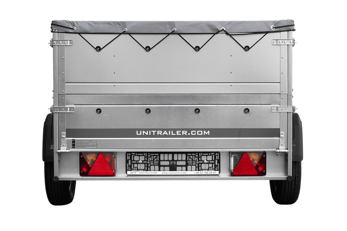 Leichtanhänger auf Blattfedern 200×125 UNITRAILER GARDEN 201/R KIPP mit BIS-Seiten, H-0-Rahmen und grauer Plane-Neu