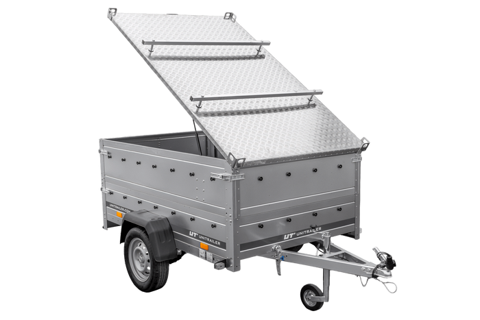Leichtanhänger auf Federn 200×125 UNITRAILER GARDEN 201/R KIPP mit BIS-Seiten und Aluminiumabdeckung-Neu