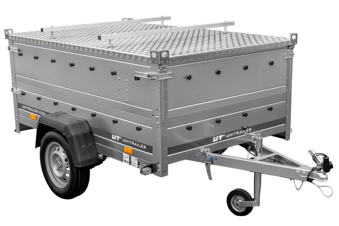 Leichtanhänger auf Federn 200×125 UNITRAILER GARDEN 201/R KIPP mit BIS-Seiten und Aluminiumabdeckung-Neu