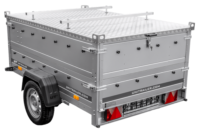 Leichtanhänger auf Federn 200×125 UNITRAILER GARDEN 201/R KIPP mit BIS-Seiten und Aluminiumabdeckung-Neu