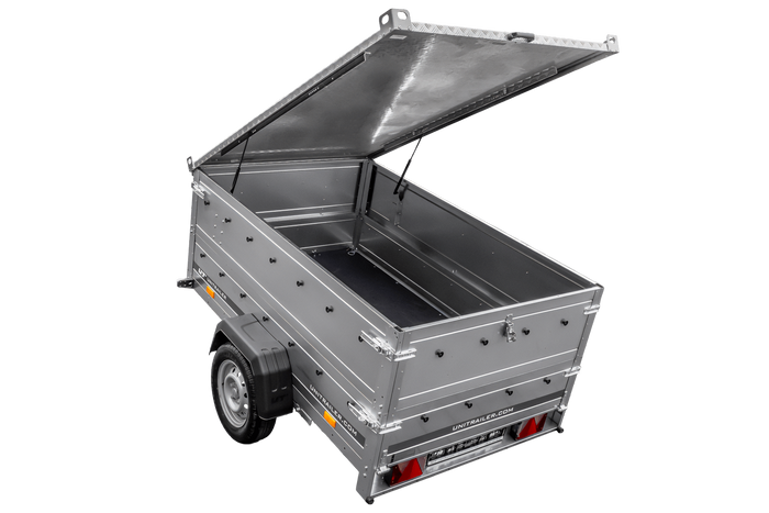 Leichtanhänger auf Federn 200×125 UNITRAILER GARDEN 201/R KIPP mit BIS-Seiten und Aluminiumabdeckung-Neu
