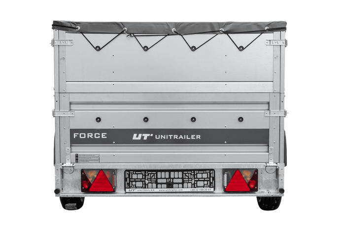 Leichter Anhänger 264×125 UNITRAILER FORCE 264 KIPP mit BIS-Seitenwänden, H-0-Rahmen und grauer Plane-Neu