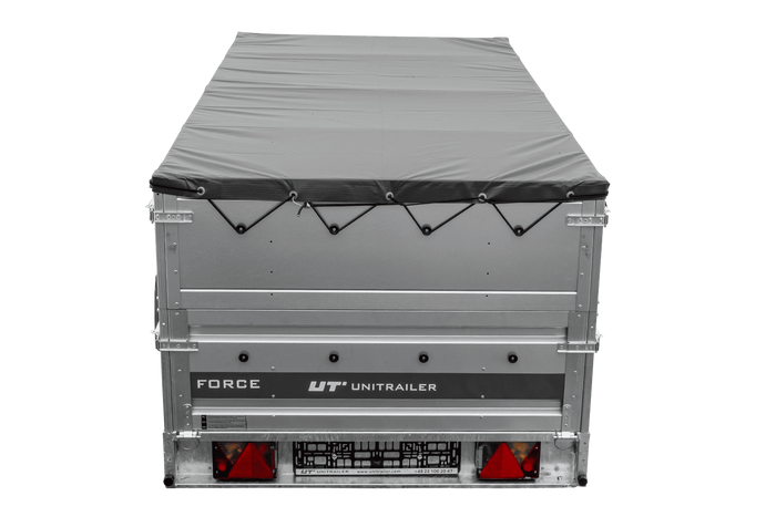 Leichter Anhänger 264×125 UNITRAILER FORCE 264 KIPP mit BIS-Seitenwänden, H-0-Rahmen und grauer Plane-Neu