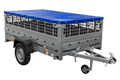 Leichter Anhänger auf Blattfedern 230×125 UNITRAILER GARDEN 230/R KIPP mit Gitterwänden, H-0-Rahmen und blauer Plane-Neu