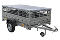 Leichter Anhänger auf Blattfedern 230×125 UNITRAILER GARDEN 230/R KIPP mit Gitterwänden, H-0-Rahmen und grauer Plane-Neu