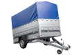 Leichter Anhänger auf Blattfedern 264×125 UNITRAILER FORCE 264/R KIPP mit BIS-Seitenwänden, H-800-Rahmen und blauer Plane-Neu