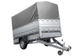 Leichter Anhänger auf Blattfedern 264×125 UNITRAILER FORCE 264/R KIPP mit BIS-Seitenwänden, H-800-Rahmen und grauer Plane-Neu