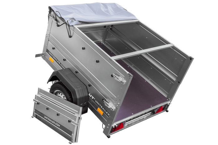 Neu Anhänger GARDEN TRAILER 150 KIPP mit zusätzlichen Bordwänden, Stützrad und Flachplane-Neu