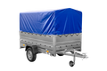 PKW-Anhänger 230×125 UNITRAILER GARDEN 230 FD mit BIS-Bordwänden, H-800-Gestell und blauer Plane-Neu