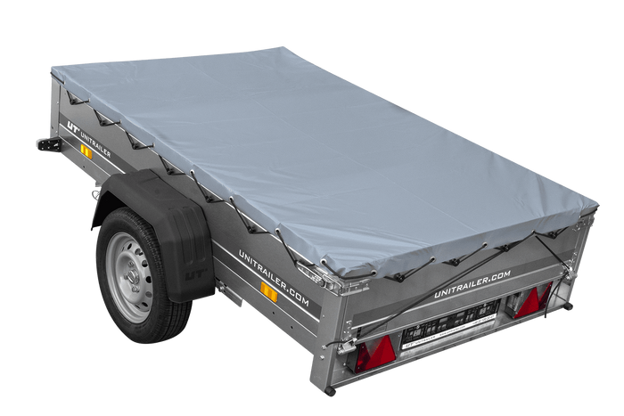 PKW-Anhänger auf Blattfedern 200×125 UNITRAILER GARDEN 201/R KIPP mit H-0 Rahmen und grauer Plane-Neu
