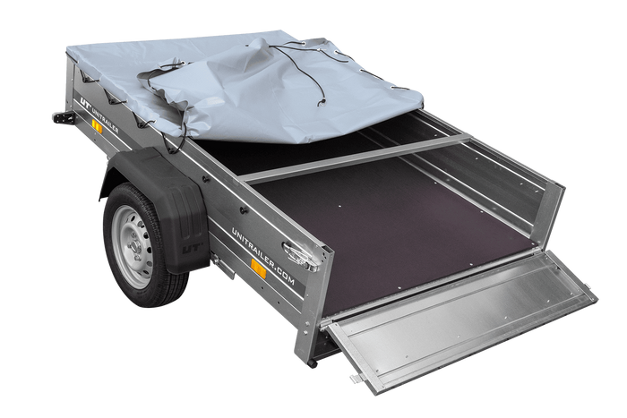 PKW-Anhänger auf Blattfedern 200×125 UNITRAILER GARDEN 201/R KIPP mit H-0 Rahmen und grauer Plane-Neu