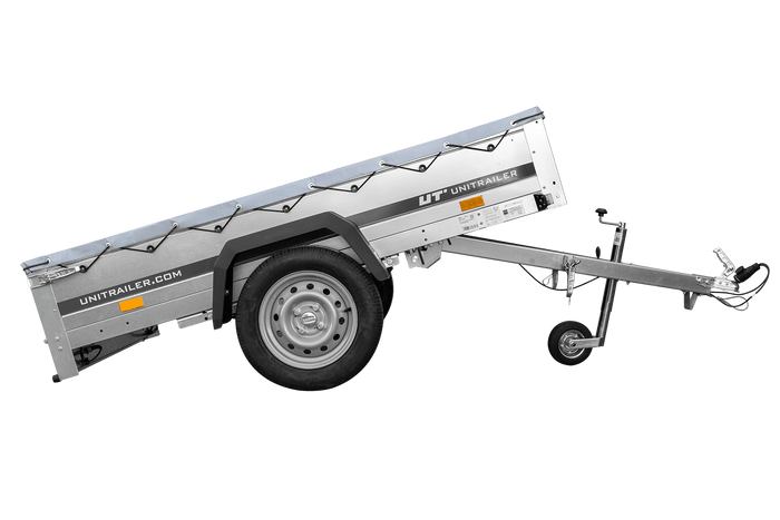 PKW-Anhänger auf Blattfedern 200×125 UNITRAILER GARDEN 201/R KIPP mit H-0 Rahmen und grauer Plane-Neu
