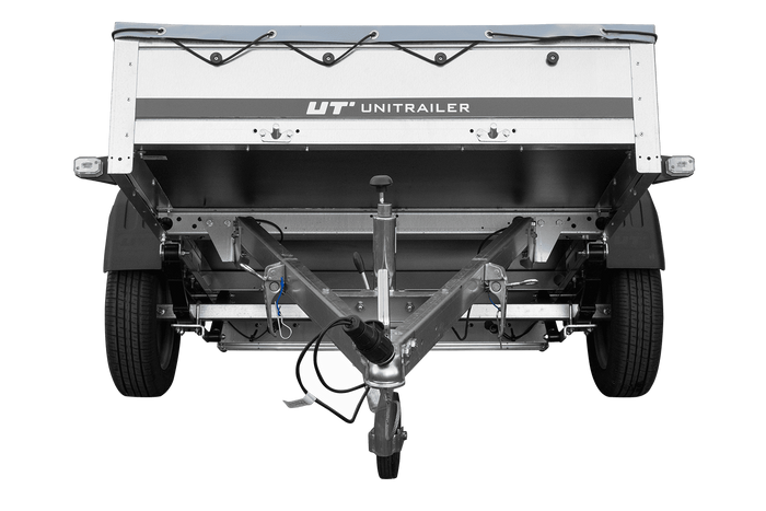 PKW-Anhänger auf Blattfedern 200×125 UNITRAILER GARDEN 201/R KIPP mit H-0 Rahmen und grauer Plane-Neu
