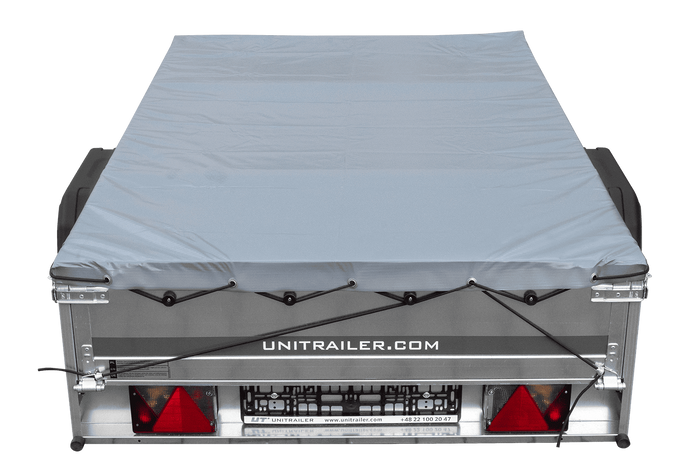 PKW-Anhänger auf Blattfedern 200×125 UNITRAILER GARDEN 201/R KIPP mit H-0 Rahmen und grauer Plane-Neu