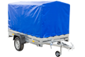 PKW-Anhänger auf Blattfedern 230×125 UNITRAILER GARDEN 230/R KIPP mit H-1100 Rahmen und blauer Plane-Neu