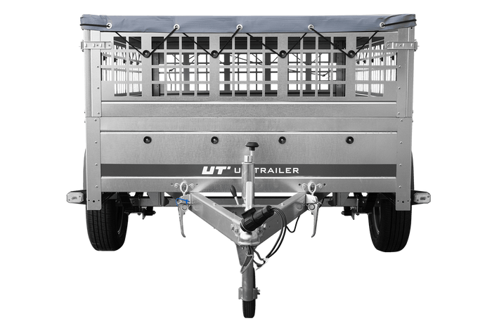 PKW-Anhänger auf Federn 200×125 UNITRAILER GARDEN 201/R KIPP mit Gitterwänden, H-0-Rahmen und grauer Plane-Neu