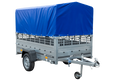 PKW-Anhänger auf Federn 230×125 UNITRAILER GARDEN 230/R KIPP mit Gitterwänden, H-800-Rahmen und blauer Plane-Neu