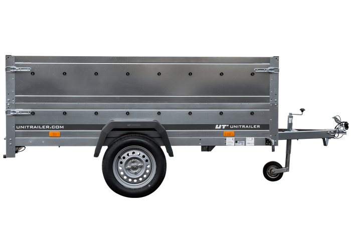 Pkw Anhänger Kipper 230×125 Garden Trailer 230 KIPP Unitrailer 750 kg mit Stützrad und zusätzlichen Bordwänden-Neu