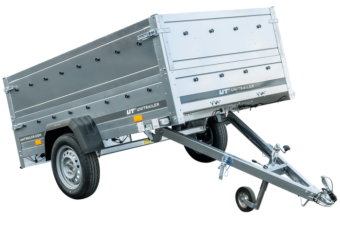 Pkw Anhänger Kipper 230×125 Garden Trailer 230 KIPP Unitrailer 750 kg mit Stützrad und zusätzlichen Bordwänden-Neu