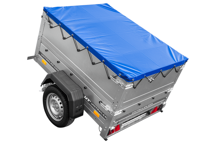 Pkw Anhänger Neu GARDEN TRAILER 150 KIPP mit zusätzlichen Bordwänden, Stützrad und blauer Flachplane-Neu
