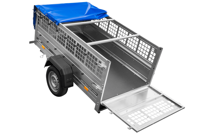 Pkw Planenanhänger GARDEN TRAILER 200 KIPP mit Laubgitteraufsatz, Stützrad, Flachplane und Planenträger-Neu