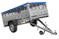 Pkw Transport Anhänger 230×125 Garden Trailer 230 KIPP mit Laubgitteraufsatz, blauer Flachplane, Planenträgern und Stützrad-Neu