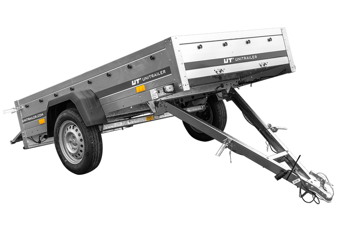 Anhänger mit faltbarer Deichsel GARDEN TRAILER 230 KIPP mit zusätzlichen Bordwänden, Stützrad und blauer Flachplane-Neu