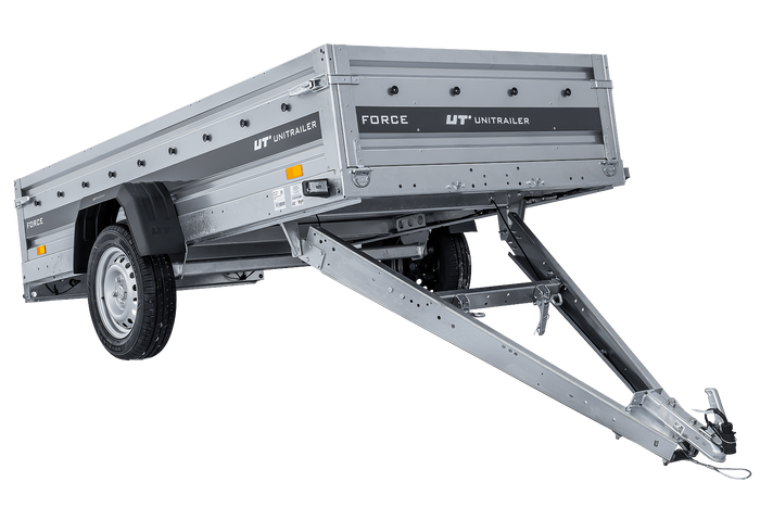 Anhänger 264×125 UNITRAILER FORCE 264 KIPP ungebremst mit H-1100 Rahmen und grauer Plane-Neu