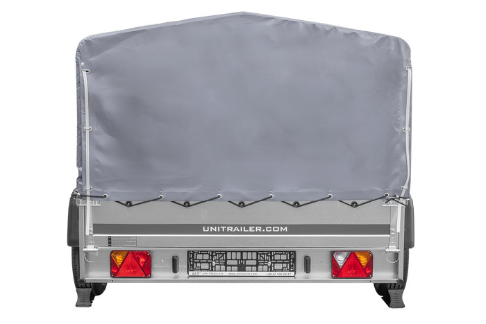 Zweiachsanhänger 264×150 UNITRAILER GARDEN 265/2 KIPP mit H-800 Rahmen und grauer Plane-Neu