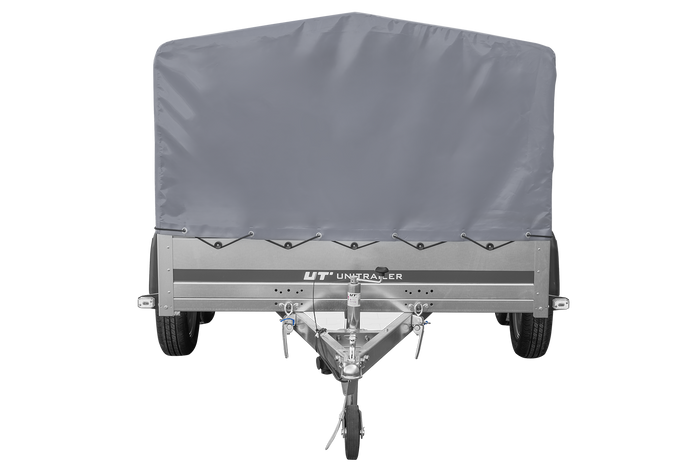 Zweiachsanhänger 264×150 UNITRAILER GARDEN 265/2 KIPP mit H-800 Rahmen und grauer Plane-Neu