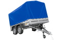 Zweiachsanhänger 264×150 UNITRAILER GARDEN 265/2 KIPP mit Rahmen H-1100 und blauer Plane-Neu